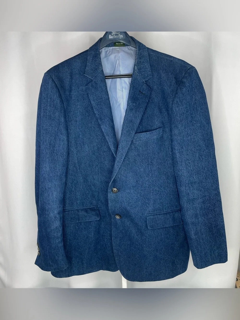 Norm Thompson 46R Blue Cotton Denim Blazer Sport Coat Casual